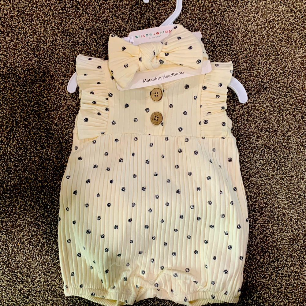 New baby girl onesie with headband